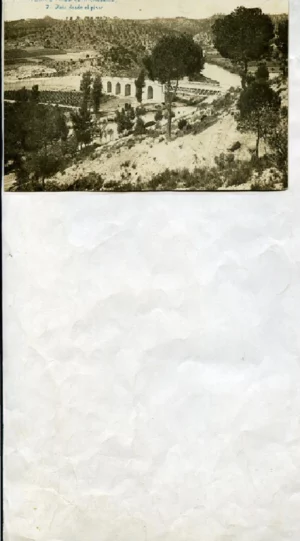 POSTAL REQUENA- FUENTE PODRIDA 7- vista desde el pinar, Andres Fabert editor, circulada 1918 con cuño sin sello, 14x 9 cm.buen estado