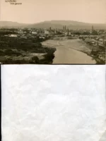 POSTAL FOTOGRAFICA LOGROÑO- vista general, edición Thomas (publicidad Hijos de Aleson librería),, c.a. 1920, con brillo, sin escribir , 14x 11,50 cm