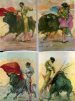 COLECCIÓN DE 8 POSTALES con pases de toreo, de litografia Ortega de Valencia, año 1963 COMPLETA