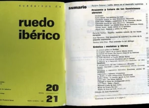 CUADERNOS DE RUEDO IBERICO,nº 20 21 presente y futuro de LAS COMISIONES OBRERAS revista antifranquista, colaboradores muchos de ellos exiliados de la guerra civil