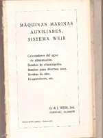 MAQUINAS MARINAS AUXILIARES , SISTEMA WEIR calentadores de agua, bombas de diversos tipos G& WEIR , GLASGOW