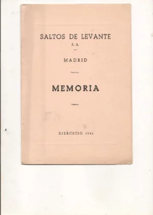 SALTOS DE LEVANTE MEMORIA MADRID ejercicio 1961 distribución de energia electrica