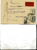 ENTERO POSTAL CIRCULAD0 DE MADRID A ZOCO EL HAD, MELILLA , noviembre 1946, sellos y cuño postal , LIBRERÍA MILITAR ,15x 10 cm