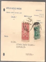 ENTERO POSTAL GUERRA CIVIL, ANTOLIN VAZQUEZ MANCERA CIRCULADO DE SEVILLA A PAMPLONA, abril 1938, sellos y cuño postal , 2 perforaciones 14x 9 cm