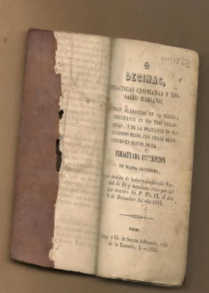 DECIMAS PRACTICAS CRISTIANAS Y TRISAGIO MARIANO en honor de la Inmaculada concepción de Maria Santisima