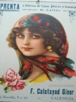 LAMINA CALENDARIO, F.CALATAYUD GINER IMPRENTA ,Guillem Sorolla 3 VALENCIA, ,MUY BUEN ESTADO