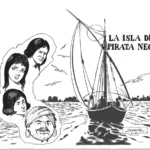 dibujo plumilla SIGARPE portada original episodio 24 de EL LEON MARINO,LA ISLA DEL PIRATA NEGRO , MAGA , 23,5x 34 cm buen estado cuño ministerio 1962