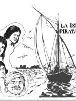 dibujo plumilla SIGARPE portada original episodio 24 de EL LEON MARINO,LA ISLA DEL PIRATA NEGRO , MAGA , 23,5x 34 cm buen estado cuño ministerio 1962