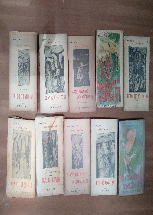 10 novelas de LA NOVELA ILUSTRADA,: DUMAS, la reina topacio, DAUDET,la evangelista, el regimiento de los hipnotizadores, REYBAUD, Jeronimo Pataurot, GUITTON, el desquite del viejo mundo, ZOLA, la fortuna de los Rougon, BRADDON ,la mujer de los dos maridos