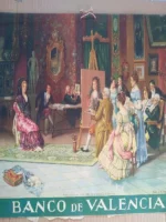 LAMINA CALENDARIO en papel, GOYA EN SU ESTUDIO DE J.J. ZAPATER copia de M.DIAGO, BANCO DE VALENCIA, 32x 47 CM