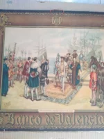 LAMINA CALENDARIO en papel,DESEMBARCO DE FRANCISCO I EN LA PLAYA DE VALENCIA de I.PINAZO ,copia de M.DIAGO, BANCO DE VALENCIA, 32x 47 CM