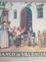 LAMINA CALENDARIO en papel LA PAELLA de SANTAMANS ,copia de M.DIAGO, BANCO DE VALENCIA, 32x 47 CM