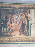 LAMINA CALENDARIO en papel FELIPE III EN LA CIUDAD DEL TURIA de Vte LLUCH,copia de M.DIAGO, BANCO DE VALENCIA, 32x 47 CM