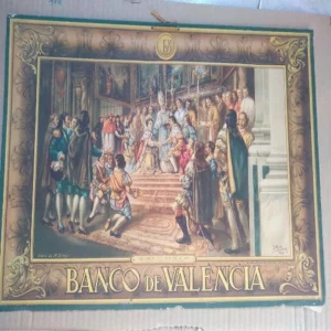 LAMINA CALENDARIO en papel FELIPE III EN LA CIUDAD DEL TURIA de Vte LLUCH,copia de M.DIAGO, BANCO DE VALENCIA, 32x 47 CM