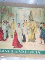 LAMINA CALENDARIO en papel LA PATRONA DE VALENCIA de A.FILLOL,copia de M.DIAGO, BANCO DE VALENCIA, 32x 47 CM