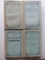 lote 4 libros años 1930 NIETZCHE, tratados filosoficos, el eterno retorno, consideraciones intempestivas, el origen de la tragedia y obras postumas de 1869 a 1973