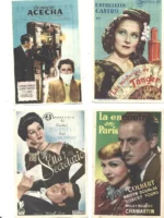 lote 4 carteleras, programas de mano diferentes, TEATRO OBERON BURRIANA años 40, 50