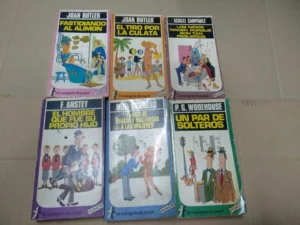 lote 6 libros de humor EL MONIGOTE DE PAPEL ,BUTLER, fastidiando al alimon, el tiro por la culata, CAMPANILE, ANSTEY, CLARASO, WODEHOUSE regular estado usados