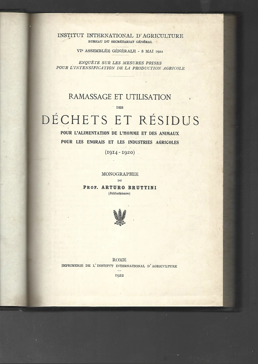 ramassage et utilisation des dechets et residus pour alimentation de l´homme et des animaux , muy buen estado
