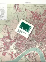 plano BURDEOS 23x32 cm prox 1910 y al dorso fotos de la ciudad de la epoca