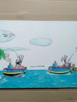 dibujo original en cartón duro 28x 54 cm