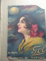 CARTEL carton publicidad EL PAPEL GOL SUAVIZA EL TABACO 48x 34 cm,,