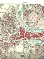 plano BERNA prox 1910 y al dorso fotos de la ciudad de la epoca 23x32 cm doblado por la mitad