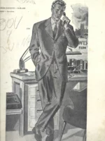 3 lamina LA MODA ELEGANTE caballero A. AUBELLE BARCELONA 1952 31x19 cm doblado por la mitad