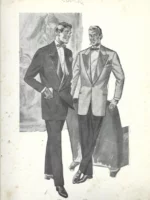 2 lamina LA MODA ELEGANTE caballero A. AUBELLE BARCELONA 1954 31x19 cm doblado por la mitad