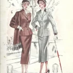 lamina LA MODA ELEGANTE señora A. AUBELLE BARCELONA 1954 31x19 cm doblado por la mitad