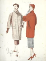lamina LA MODA ELEGANTE señora A. AUBELLE BARCELONA 1955 31x19 cm doblado por la mitad