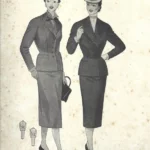 lamina LA MODA ELEGANTE señora A. AUBELLE BARCELONA 1955 31x19 cm doblado por la mitad