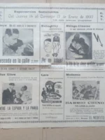 CARTEL CINE guerra civil 1937 espectaculos socializados U.G.T. C.N.T. 28x42 cm doblado en 8,