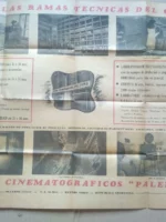 CINE hoja central revista, ESTUDIOS CINEMATOGRAFICOS PALERMO, Buenos Aires. 42x57 cm doblado en 8,