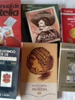 6 libros de filatelia y monedas en España