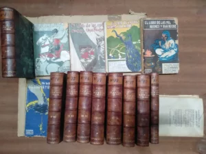 lote 22 libros LAS MIL Y UNA NOCHE falta el 3 de 23 completa , dibujo cubierta POVO