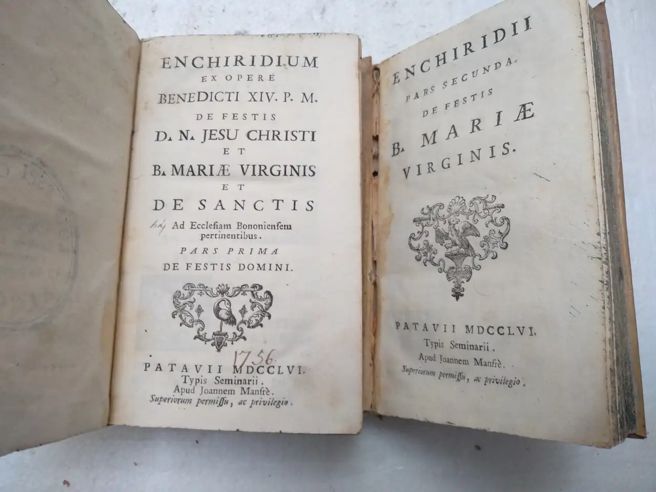ENCHIRIDIUM BENEDICTO XIV B. MARIAE VIRGINIS tomo 1º y 2º
