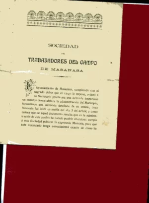 MEMORIA DE LA SOCIEDAD DE TRABAJADORES DEL CAMPO DE MASANASA