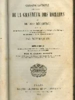 CONSIDERATIONS SUR LES CAUSES DE LA GRANDEUR DES ROMAINS ET DE LEUR DECADENCE PAR MONTESQUIEU