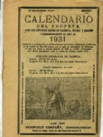 CALENDARIO DEL PROFETA para los antiguos reinos de Valencia, Aragon y Murcia año de 1932