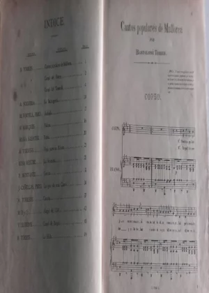 ALBUM MUSICAL DE COMPOSITORES MALLORQUINES (B.TORRES: cantos populares de Mallorca,canço del Batrer,canço del Trescolá, A.NOGUERA :la Balauguera ,M.FORTELL :Aubada, M.MARQUES:Fatima, MARIA SABATER: patria A.TORRENS:hoja para un album, ROSA MESTRE: la se