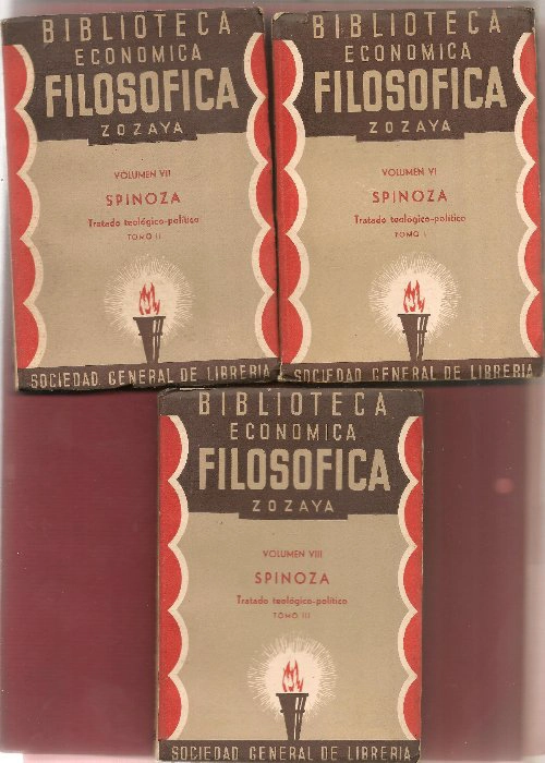 TRATADO TEOLÓGICO POLÍTICO Biblioteca economica Filosofica Zozaya nº VI,VII y VIII