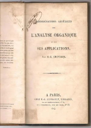 CONSIDERATIONS GENERALES SUR L´ANALYSE ORGANIQUE ET SUR SES APPLICATIONS