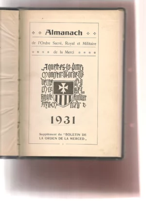 ALMANACH DE L'ORDRE SACRE, TOYAL ET MILITAIRE DE LA MERCI