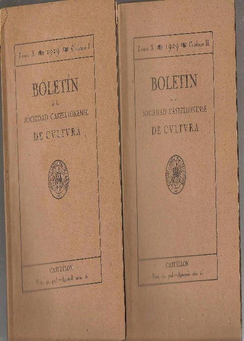 BOLETIN DE LA SOCIEDAD CASTELLONENSE DE CULTURA cuaderno I,II, III, IV, V y VI