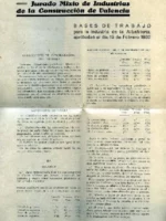JURADO MIXTO DE INDUSTRIAS DE LA CONSTRUCCION DE VALENCIA: bases de trabajo para la industria de la albañileria, 19 de febrero de 1932 ( pasquin).