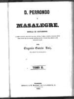 PERRONDO Y MASALEGRE novela de costumbres, tomo II y II
