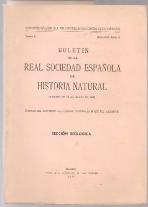 BOLETIN DE LA REAL SOCIEDAD ESPAÑOLA DE HISTORIA NATURAL, SECCION BIOLOGICA, TOMO L, Nº 2
