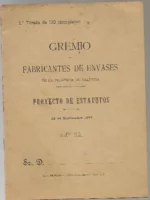 GREMIO FABRICANTES DE ENVASES DE LA PROVINCIA DE VALENCIA, PROYECTO DE ESTATUTOS, 23 sept 1897