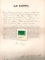 LA REINA .. Don Miguel Alchaga e Izco ...batallon provincial de Jaen firmado yo la reyna 15 de noviembre 1865